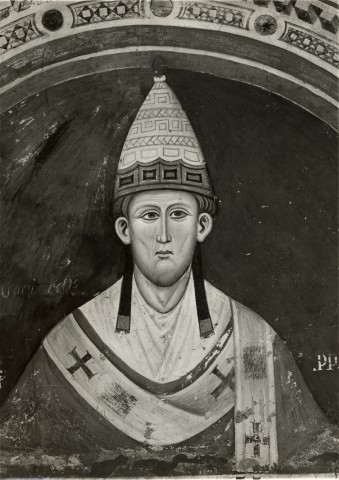 Anonimo — Consolo - sec. XIII - Subiaco, Sacro Speco: Papa Innocenzo III — particolare